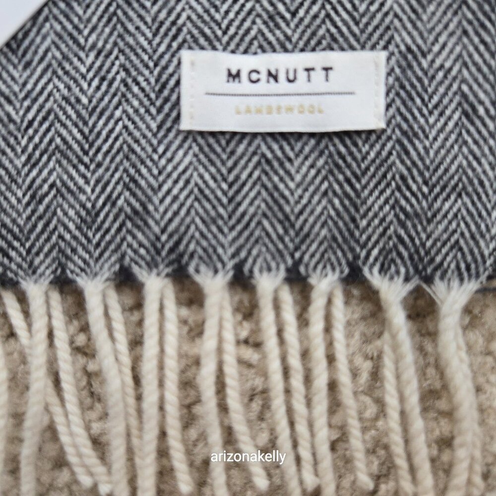 NWT McNutt Lambswool Herringbone Scarf Black + White Donegal Ireland - Picture 5 of 10